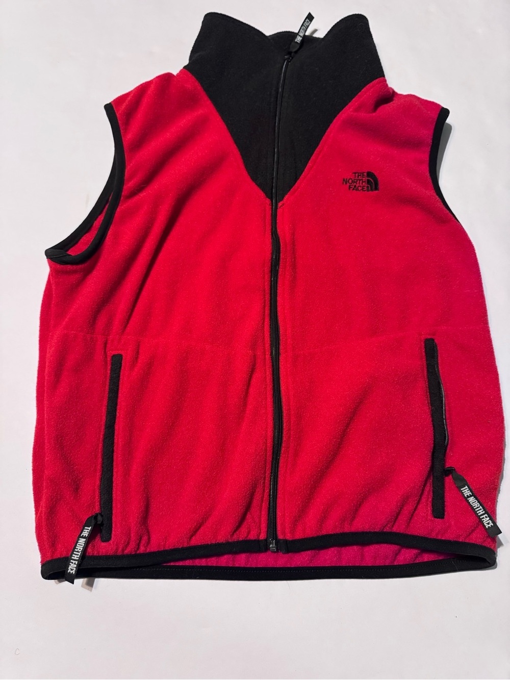 Vintage North Face Vest Women Medium Red Fleece Full Zip Sleeveless USA Retro